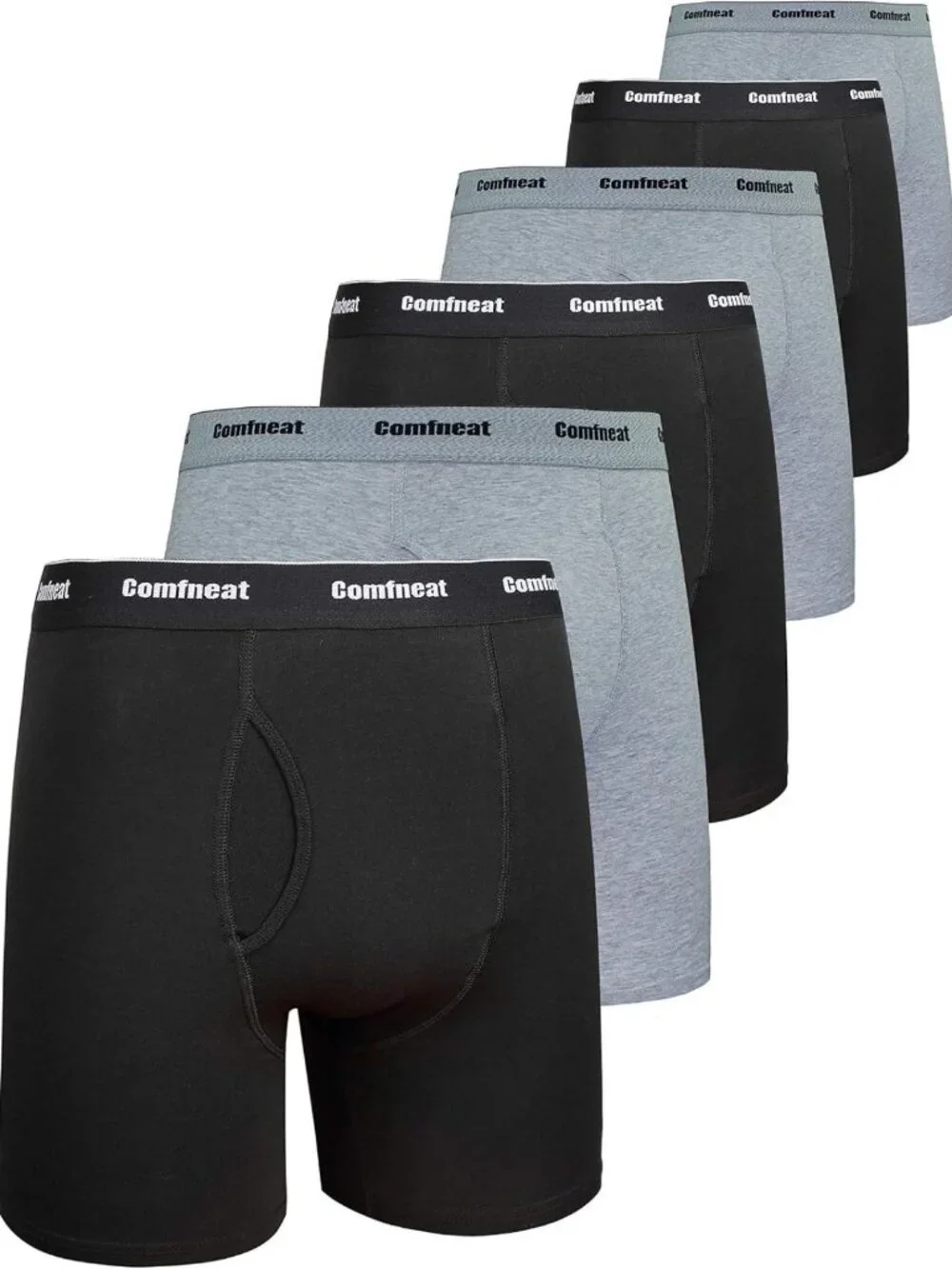 Soft Cotton Boxer Briefs 6-Pack | Breathable, Tag-Free, Open Fly Underwear for
